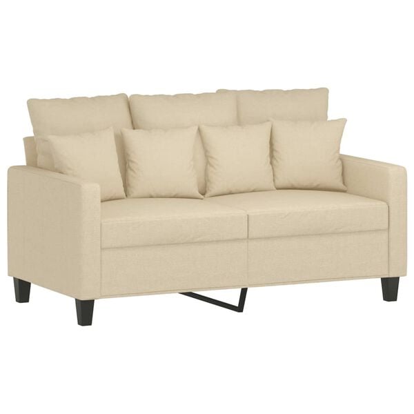 vidaXL 2-osobowa sofa, kremowa, 120 cm, tapicerowana tkaniną
