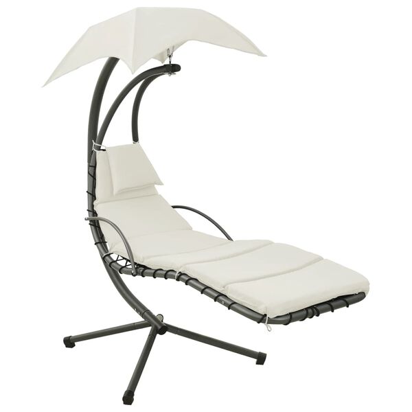 vidaXL Ogrodowa huśtawka, kremowo-szara, 190x90x200 cm, tkanina