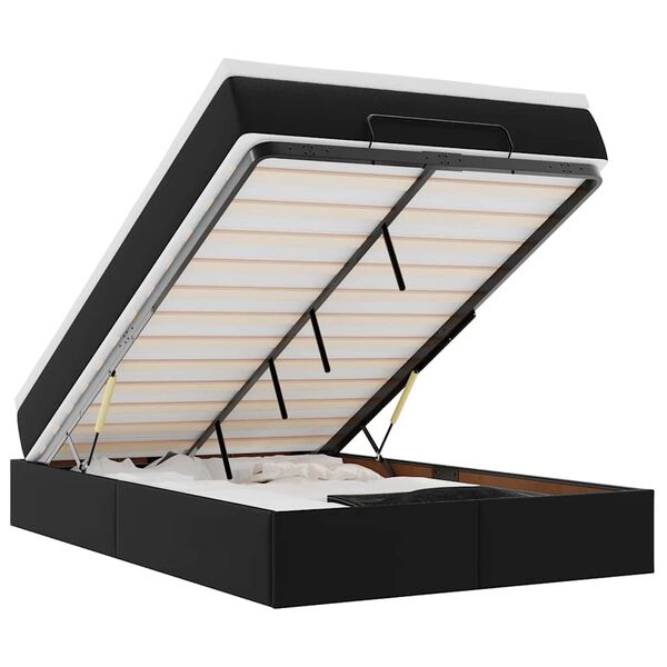 vidaXL Rama łóżka otomana z materacem, czarna, 120x200 cm, ekoskóra