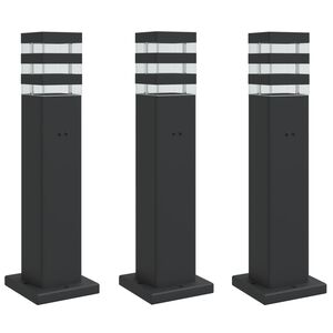 vidaXL Zewnętrzne lampy stojące, z gniazdkami, 3 szt., czarne, 50 cm