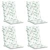 vidaXL Poduszki na krzesła ogrodowe, 4 szt., wz&oacute;r w liście, tkanina