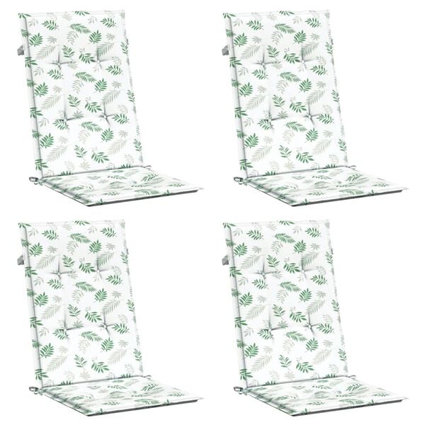 vidaXL Poduszki na krzesła ogrodowe, 4 szt., wz&oacute;r w liście, tkanina