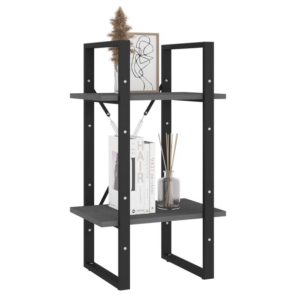 vidaXL Regał, 2 półki, szary, 40x30x70 cm, lite drewno sosnowe