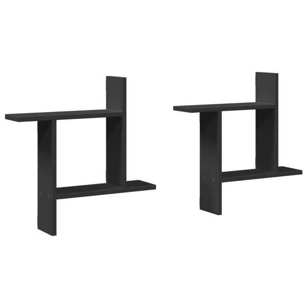 vidaXL P&oacute;łki ścienne, 2 szt., czarne, 50x12x50 cm