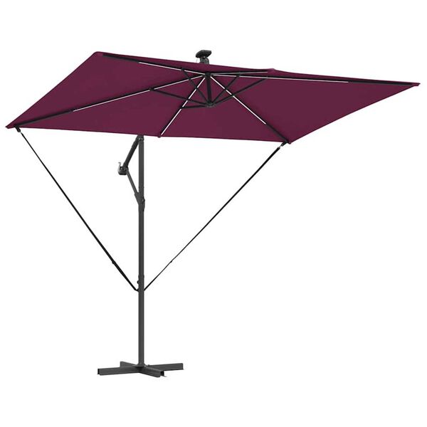 vidaXL Parasol banana na wysięgniku Bordowy 294 x 200 x 254 cm