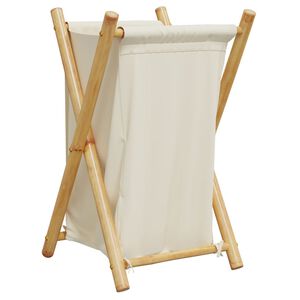 vidaXL Kosz na pranie, kremowy, 41,5x36x63,5 cm, bambusowy
