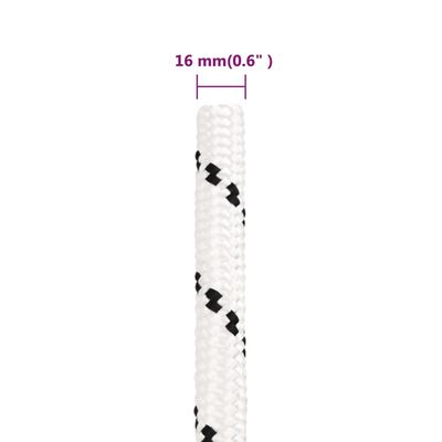 vidaXL Pleciona linka żeglarska, biała, 16mm x 25 m, poliester