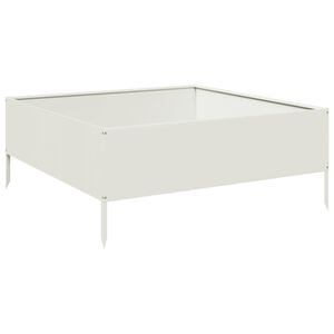 vidaXL Podwyższona donica, biała, 100x100x25 cm, stal