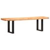 vidaXL Ławka, 160 cm, lite, surowe drewno mango i stal