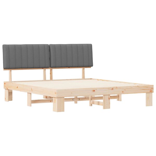 vidaXL Ramka ł&oacute;żka z tapicerowanym wezgłowiem Jasnoszary 180 x 200 cm