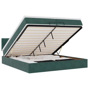 vidaXL Rama ł&oacute;żka otomana z materacami, zielona, 200x200 cm, aksamit
