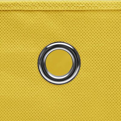 vidaXL Pudełka z pokrywami, 10 szt., żółte, 32x32x32 cm, tkanina