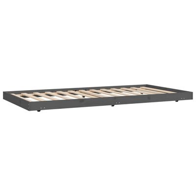 vidaXL Rama łóżka, szara, 100 x 200 cm, lite drewno sosnowe