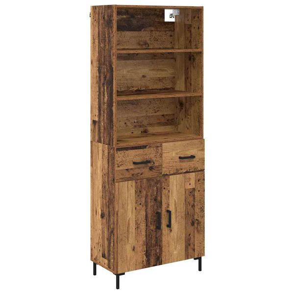vidaXL Highboard z szufladą Stare drewno 69,5 x 34 x 180 cm