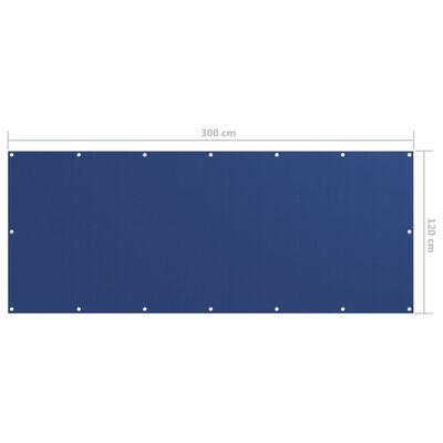 vidaXL Parawan balkonowy, niebieski, 120x300 cm, tkanina Oxford