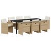 vidaXL Zestaw do jadalni w ogrodzie 9 pcs Beżowy polirattan