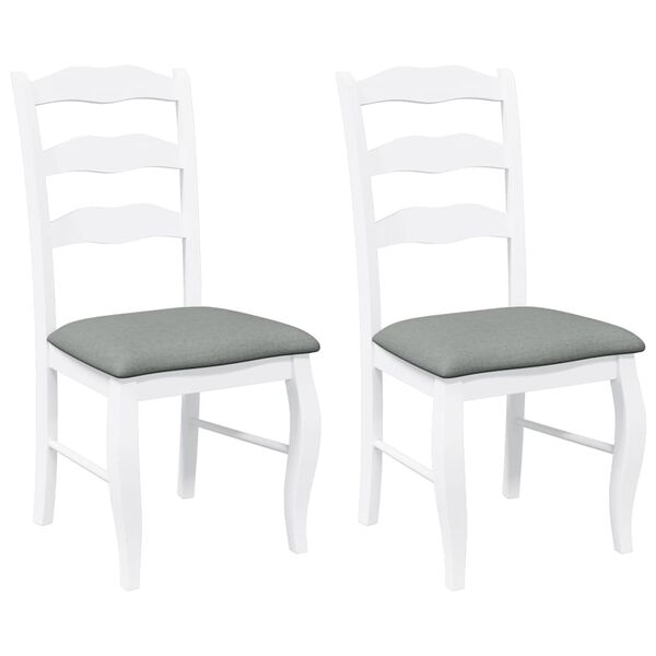 vidaXL Krzesła do jadalni z poduszkami 2 szt. Białe lite drewno gumowe