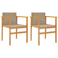 vidaXL Krzesła ogrodowe, 2 szt., beżowe, polirattan i drewno