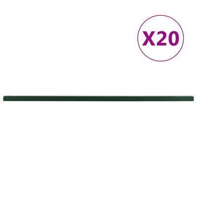 vidaXL Słupki ogrodzeniowe, 20 szt., zielone, 240 cm, stal