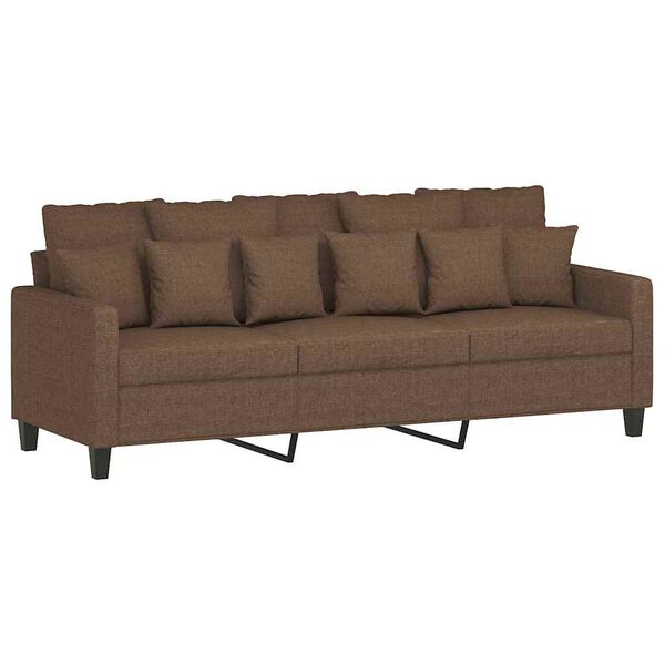 vidaXL Sofa 3-osobowa, brązowa, 180 cm, tapicerowana tkaniną