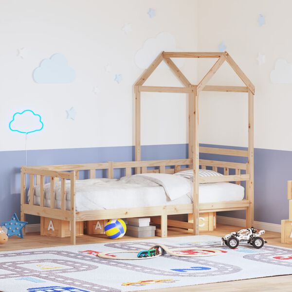 vidaXL Łóżko dzienne z daszkiem, 80x200 cm, lite drewno sosnowe