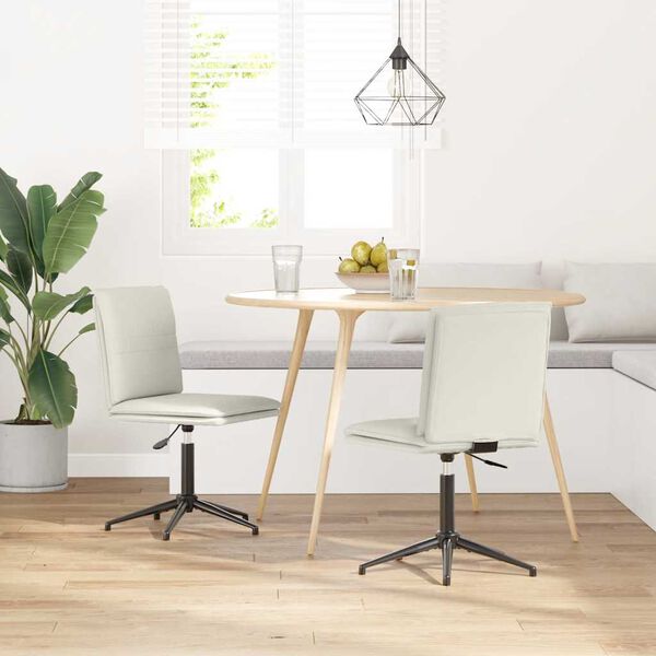 vidaXL Krzesła stołowe, 2 szt., kremowe, obite aksamitem