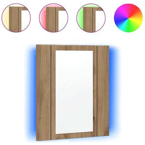 vidaXL Szafka łazienkowa z lustrem i LED, dąb artisan, 40x12x45 cm