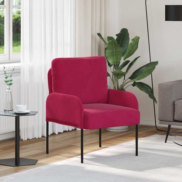 vidaXL Kanapy z poduszką 55cm Czerwone wino sklejka