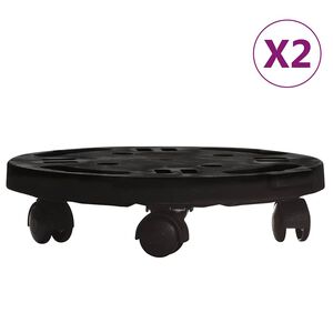 vidaXL Podstawki pod donicę, z k&oacute;łkami, 2 szt., 30 cm, czarne, 170 kg