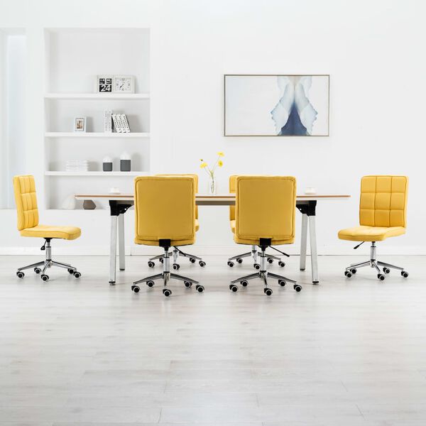 vidaXL Krzesła stołowe, 6 szt., ż&oacute;łte, tapicerowane tkaniną