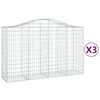 vidaXL Kosze gabionowe, 3 szt, 200x50x120/140 cm, galwanizowane żelazo