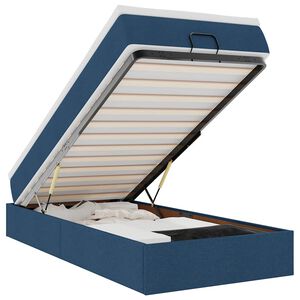 vidaXL Rama ł&oacute;żka otomana z materacem, niebieska, 100x200 cm, tkanina