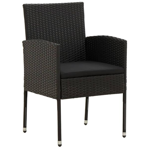 vidaXL 7-częściowy zestaw mebli ogrodowych, polirattan, czarny