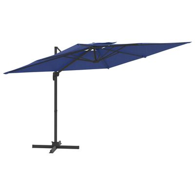 vidaXL Wiszący parasol z podwójną czaszą, lazurowy, 300x300 cm
