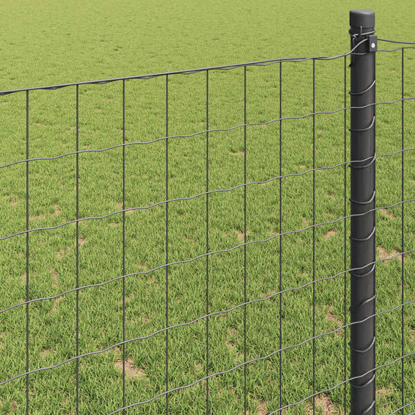 vidaXL Ogrodzenie Euro Szary 1.2 x 25 m Żelazo pokryte PVC