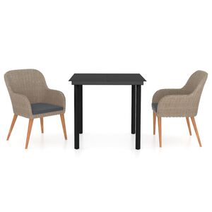 vidaXL 3-cz. zestaw mebli ogrodowych z poduszkami, brązowy