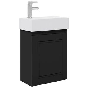 vidaXL Jednostka toaletowa z kranem Czarny 45,5 x 22,5 x 84 cm
