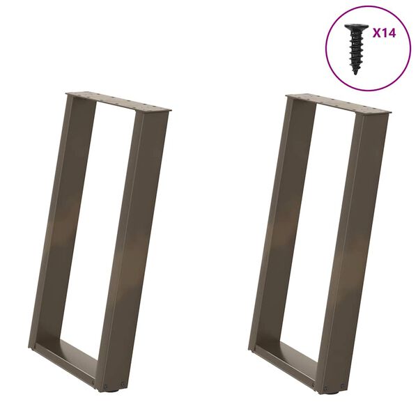 vidaXL Nogi do stołu jadalnego w kształcie litery U 2 szt. Naturalna stal 60x(72-73) cm Stal