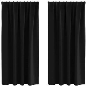 vidaXL Firany blackout z k&oacute;łkami 2 pcs Czarny 175 x 140 cm Poliester