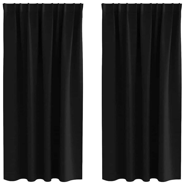 vidaXL Firany blackout z k&oacute;łkami 2 pcs Czarny 175 x 140 cm Poliester