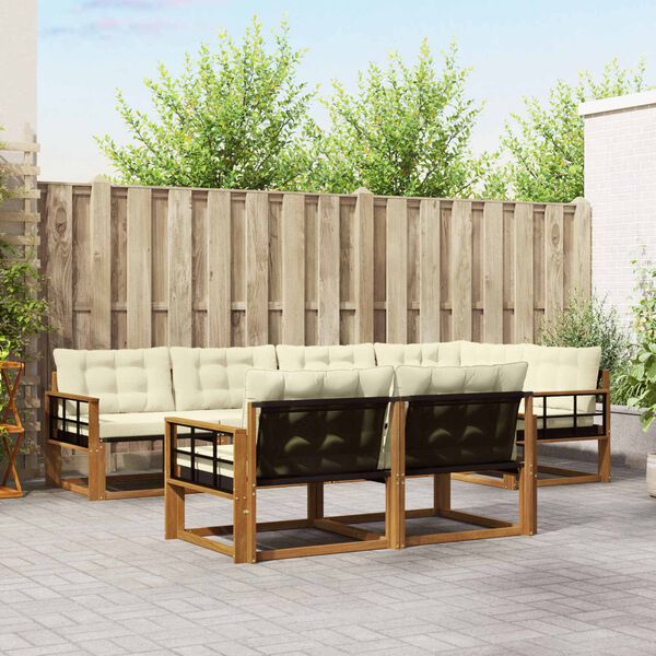 vidaXL Zestaw sof na zewnątrz z poduszką 7 pcs Naturalny i Kremowy