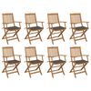 vidaXL Składane krzesła ogrodowe z poduszkami, 8 szt., drewno akacjowe