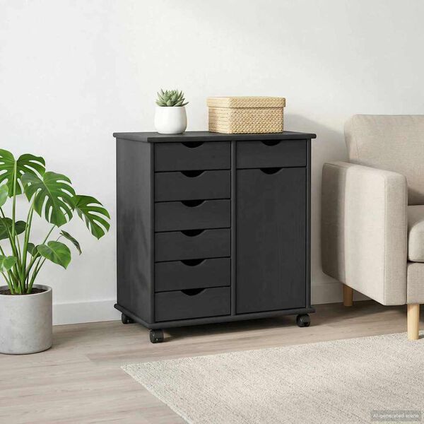 vidaXL Rolkowa szafka Szary 63,5 x 39 x 65,5 cm Lite drewno sosnowe