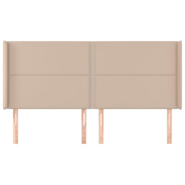 vidaXL Zagł&oacute;wek uszak, cappuccino, 183x16x118/128 cm, sztuczna sk&oacute;ra