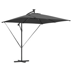 vidaXL Parasol plażowy z paskami LED Antracyt 249 x 249 x 250 cm