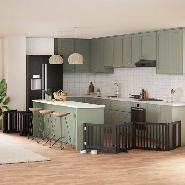 vidaXL Składana bramka dla psa, z drzwiami, 12 paneli, czarna, 960 cm