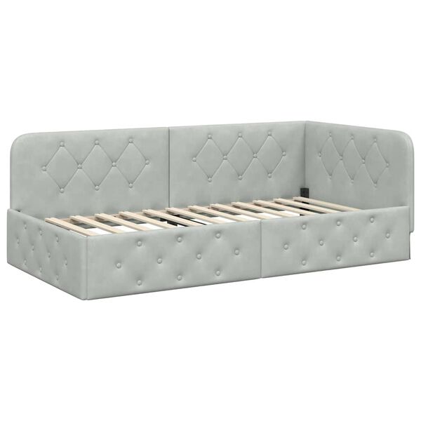 vidaXL Rama ł&oacute;żka narożnego Jasnoszary 100 x 200 cm Aksamit