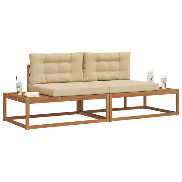 vidaXL Zestaw sof na zewnątrz z poduszką 2 Sztuka Naturalny i Beżowy