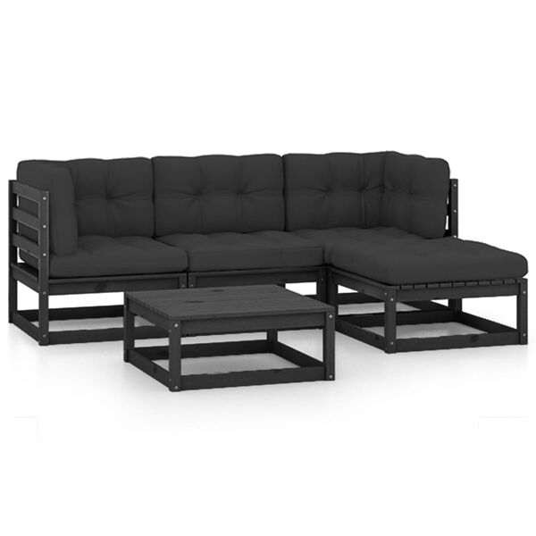 vidaXL 5-cz. zestaw wypoczynkowy do ogrodu, z poduszkami, lita sosna