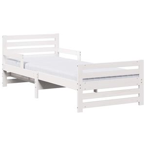 vidaXL Ramka ł&oacute;żka z materacem Biały 80 x 200 cm Lite drewno sosnowe